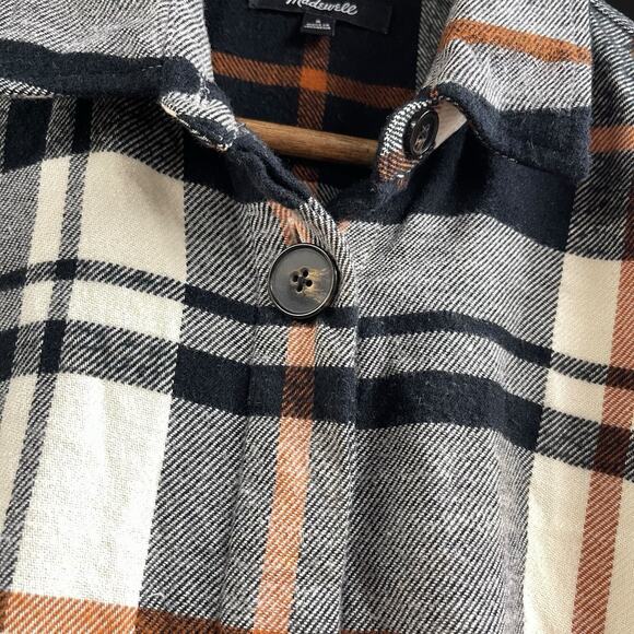 The Perfect Flannel By Madewell Black Orange Small 100% Cotton - Picture 4 of 9